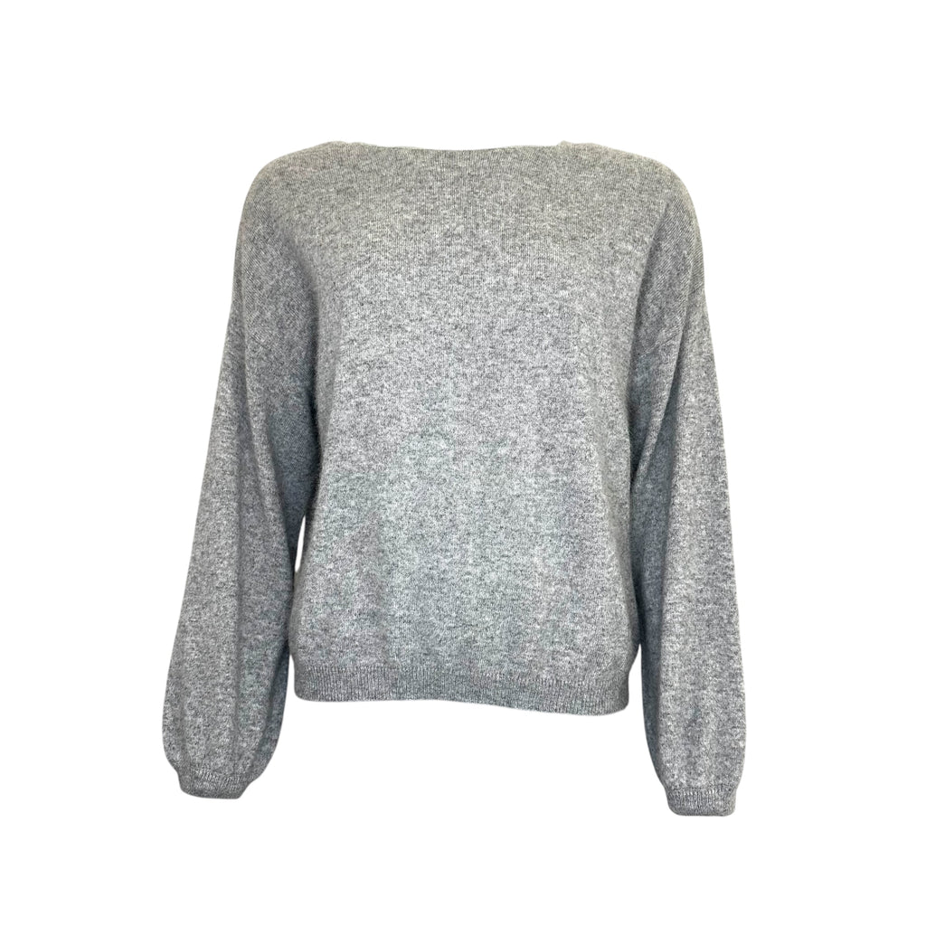 long puffed sleeves boat neck jumper