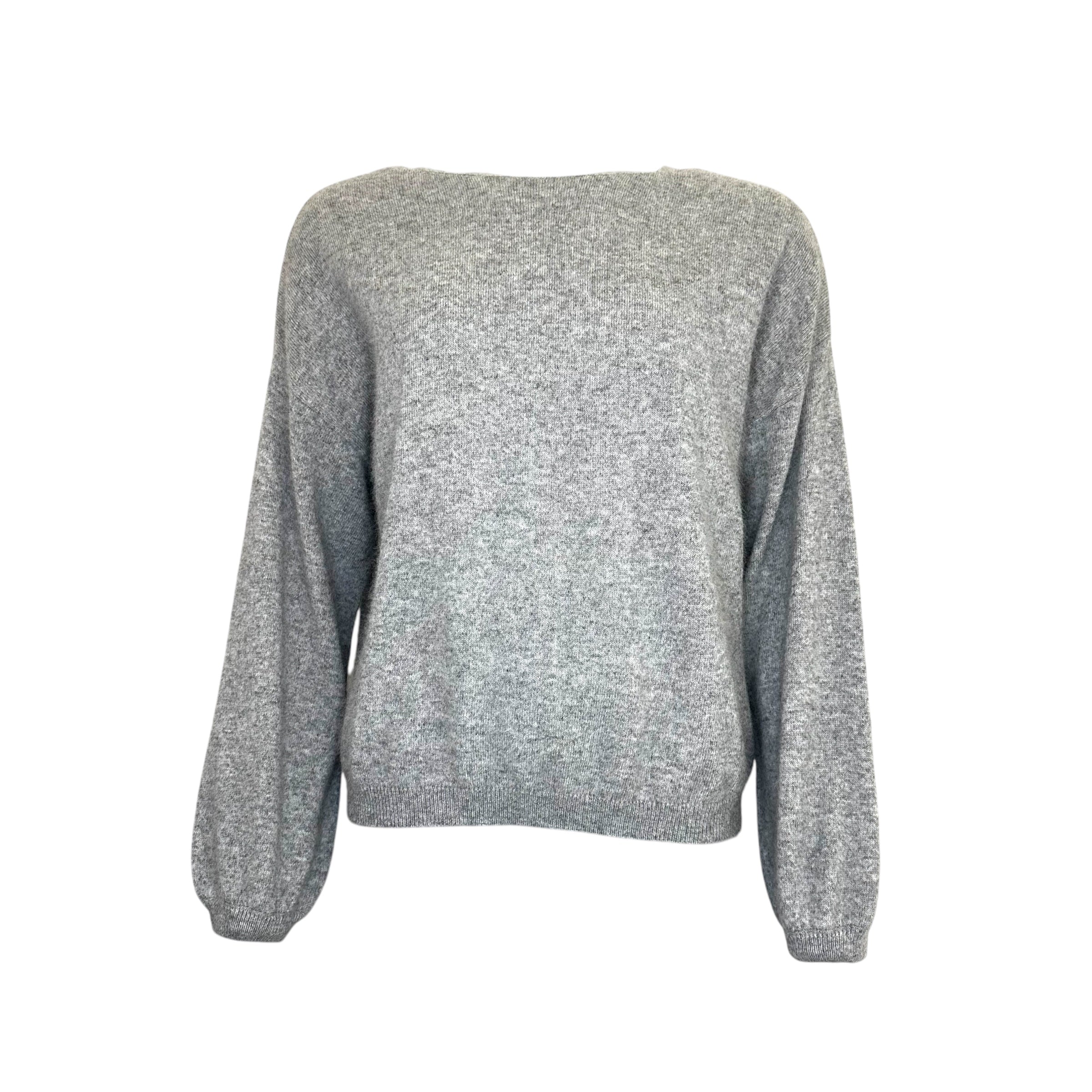 long puffed sleeves boat neck jumper