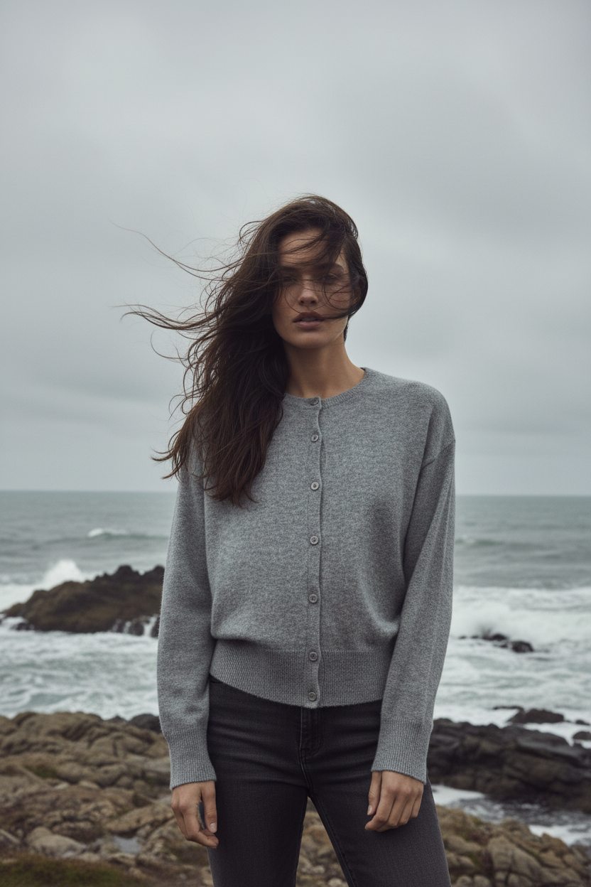 long-sleeved round-neck buttoned cardigan MONTROSE
