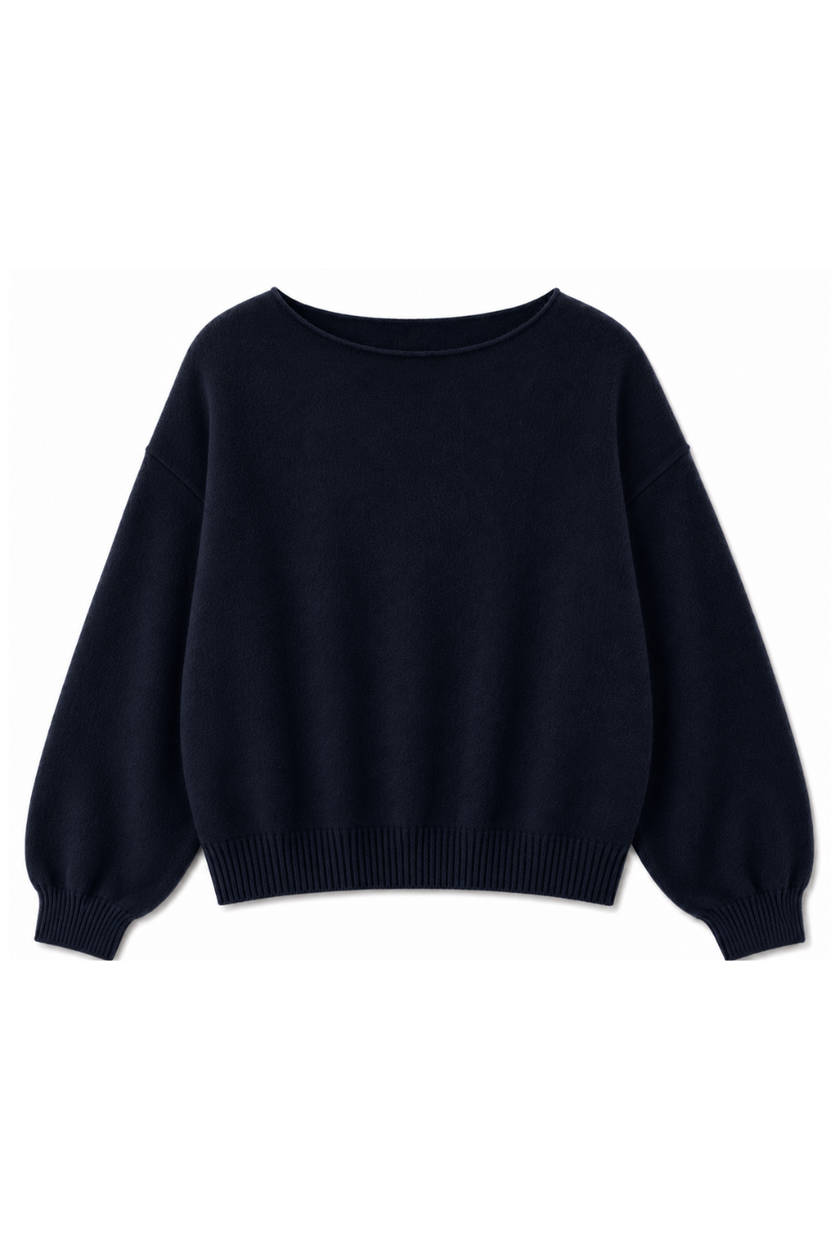 TWNS the label knitted Los Angeles pullover long puffed sleeves boat neck