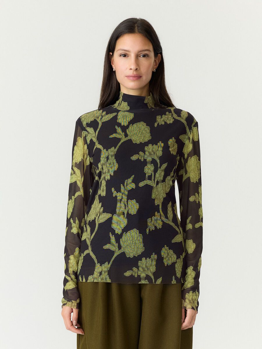 YASshama ls high neck mesh top