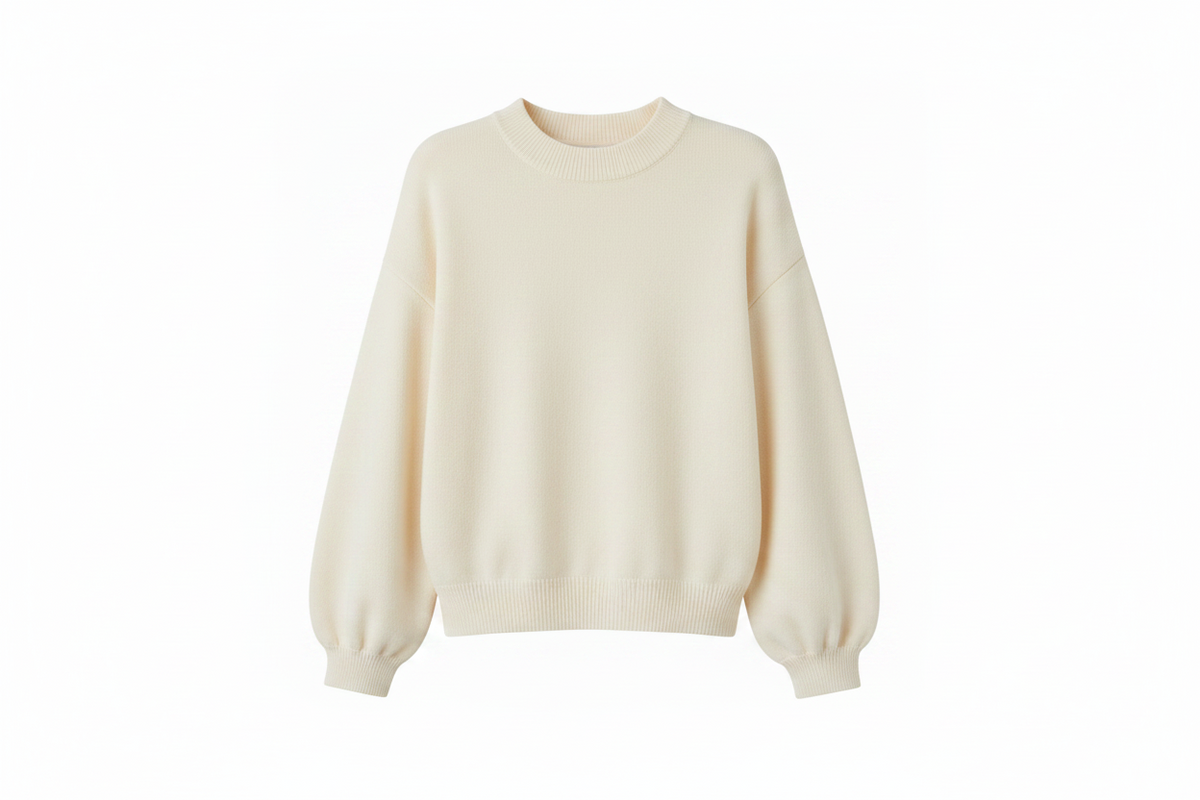 TWNS the label knitted pullover long puffed sleeves round neck