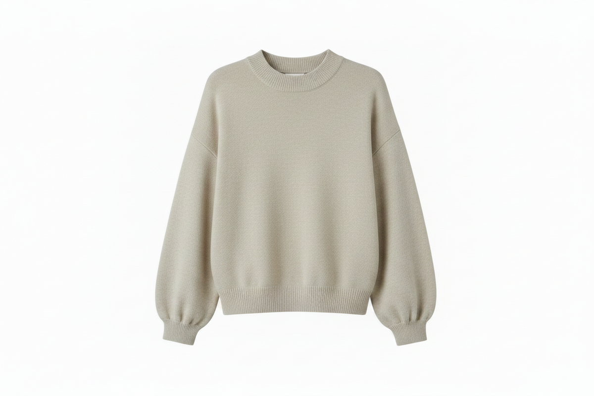 TWNS the label knitted pullover long puffed sleeves round neck