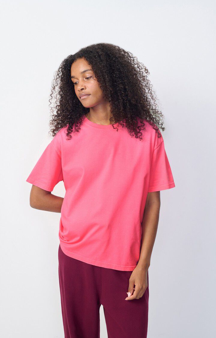 Tee Shirt Droit MC Col Rond Rose Fluo