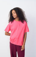 Tee Shirt Droit MC Col Rond Rose Fluo