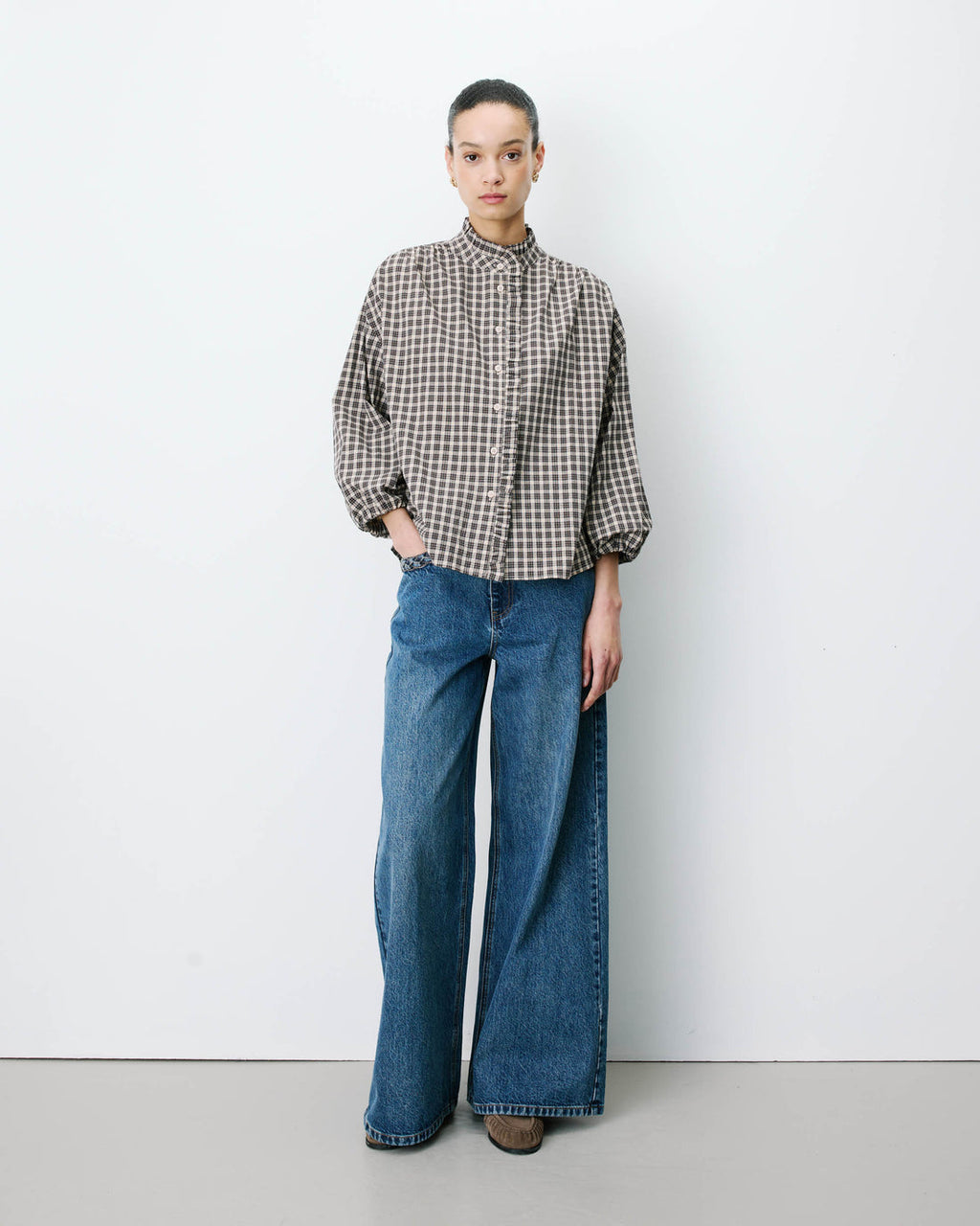 Grace & Mila blouse Adelie opstaande kraag met ruches