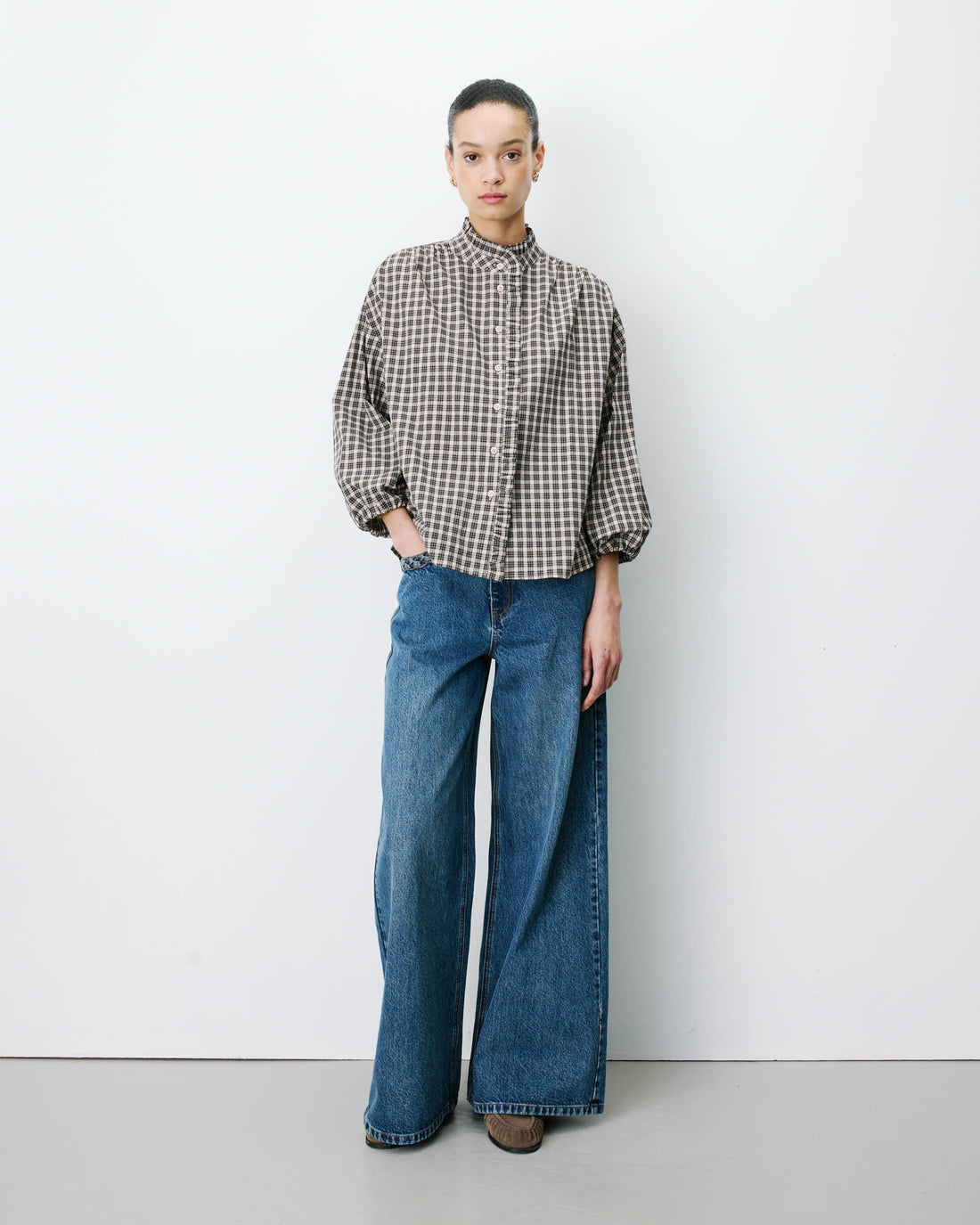 Grace & Mila blouse Adelie opstaande kraag met ruches