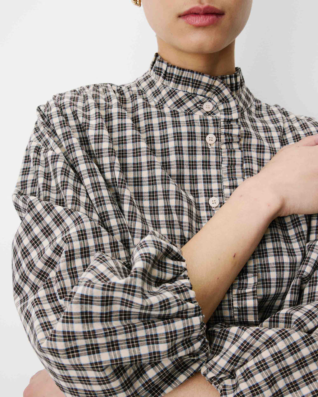 Grace & Mila blouse Adelie opstaande kraag met ruches