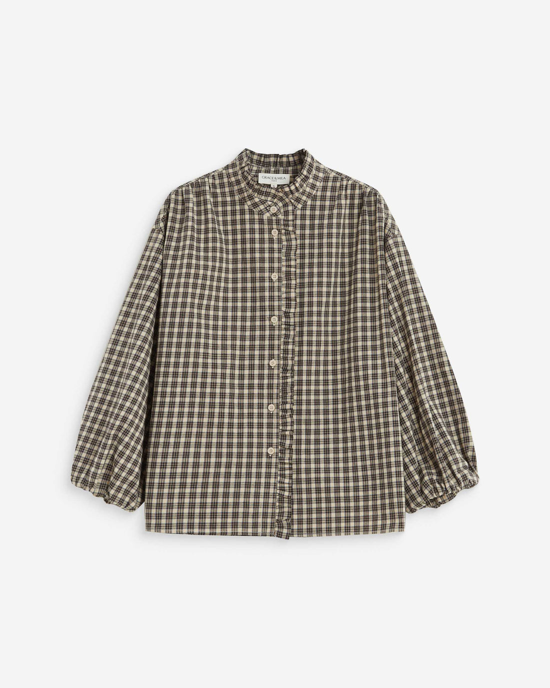 Grace & Mila blouse Adelie opstaande kraag met ruches