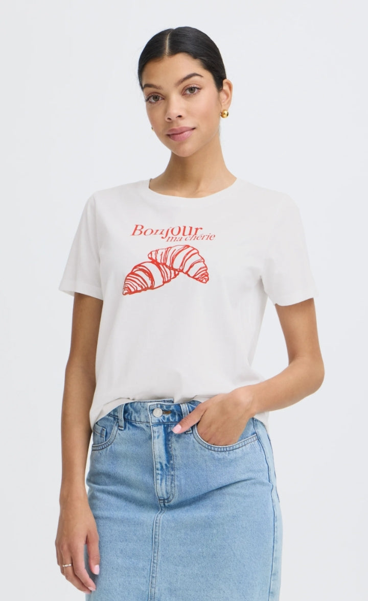 Bysobbe front print t-shirt 20819013 croissant