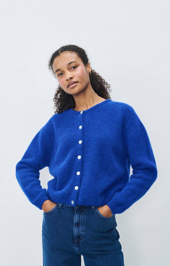 Cardigans ML Col Rond Bleu Royal