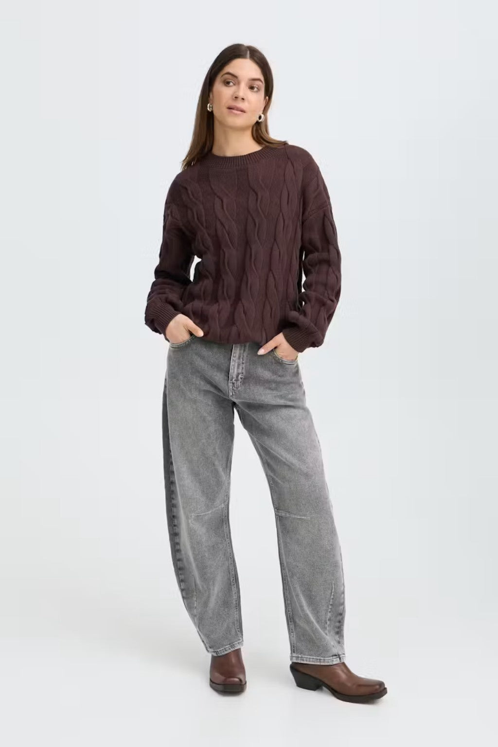 Pulz Jeans pzAnni Barrel leg HW jeans grey denim