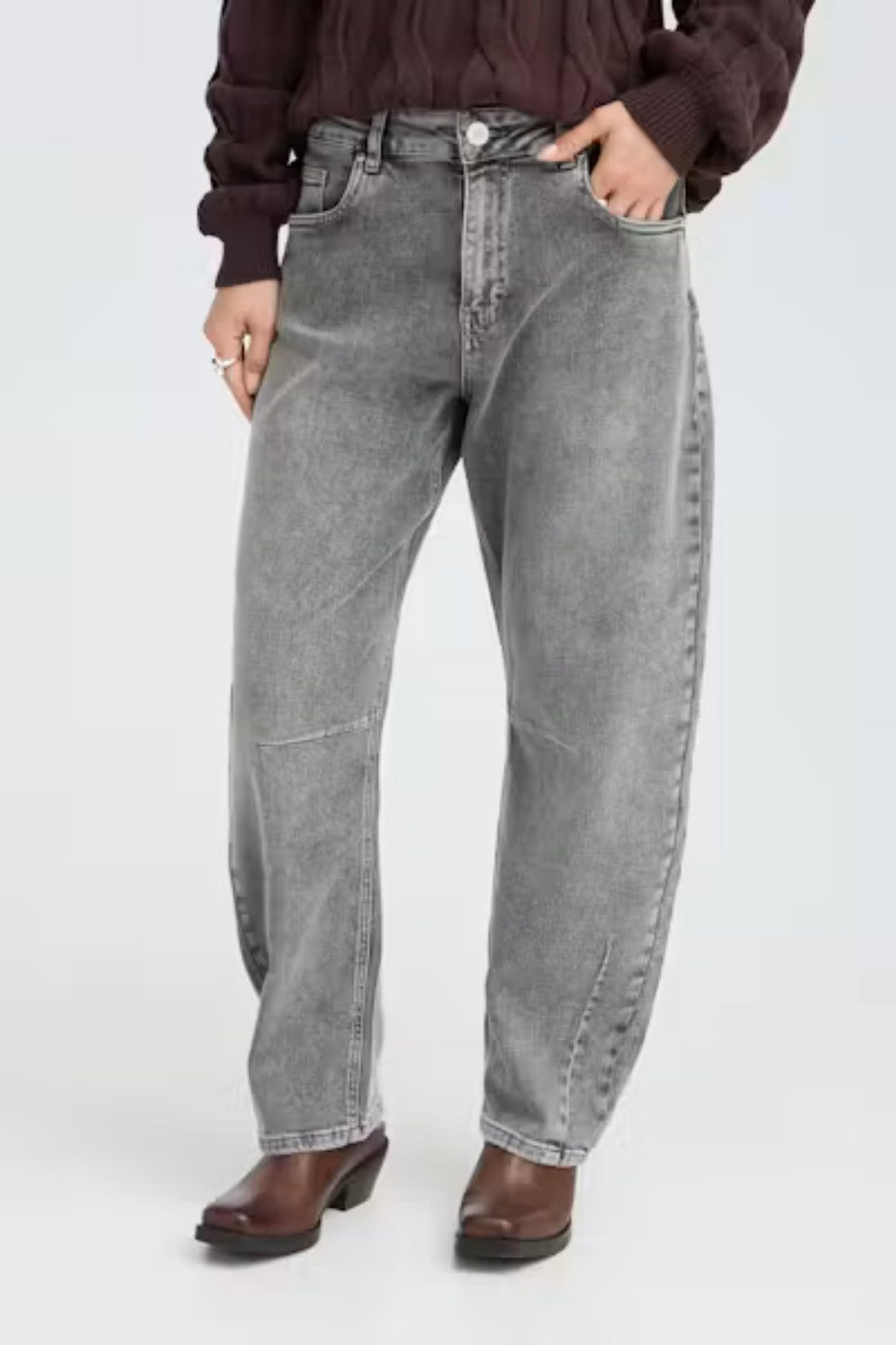 Pulz Jeans pzAnni Barrel leg HW jeans grey denim